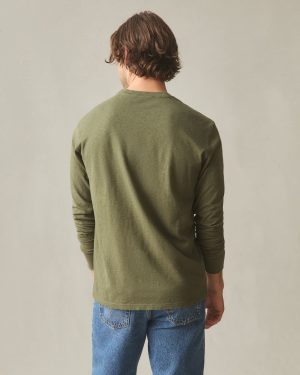 Men’s Premium Slub Long Sleeve Crew Tee  – Olive