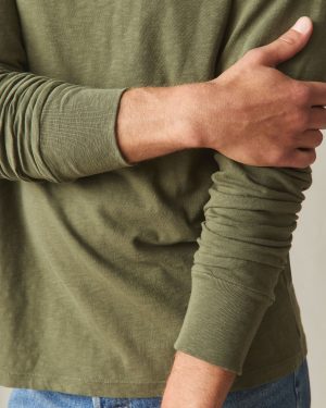 Men’s Premium Slub Long Sleeve Crew Tee  – Olive