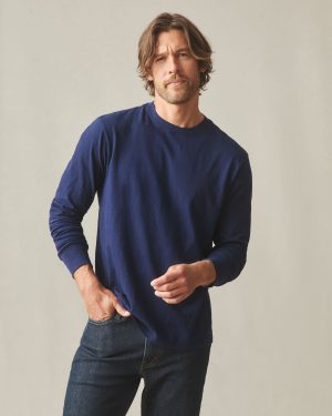 Men’s Premium Slub Long Sleeve Crew Tee  – Pageant Blue