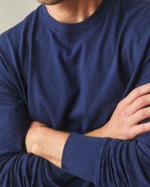 Men’s Premium Slub Long Sleeve Crew Tee  – Pageant Blue