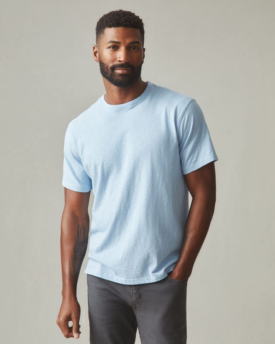 Men's Premium Slub Crew Tee - Powder Blue