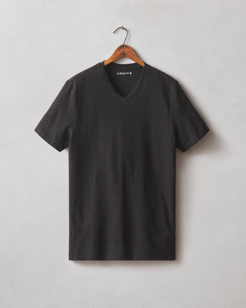 Men's Premium Slub V-Neck Tee - Black