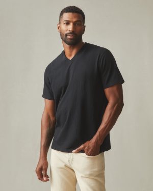 Men’s Premium Slub V-Neck Tee – Black