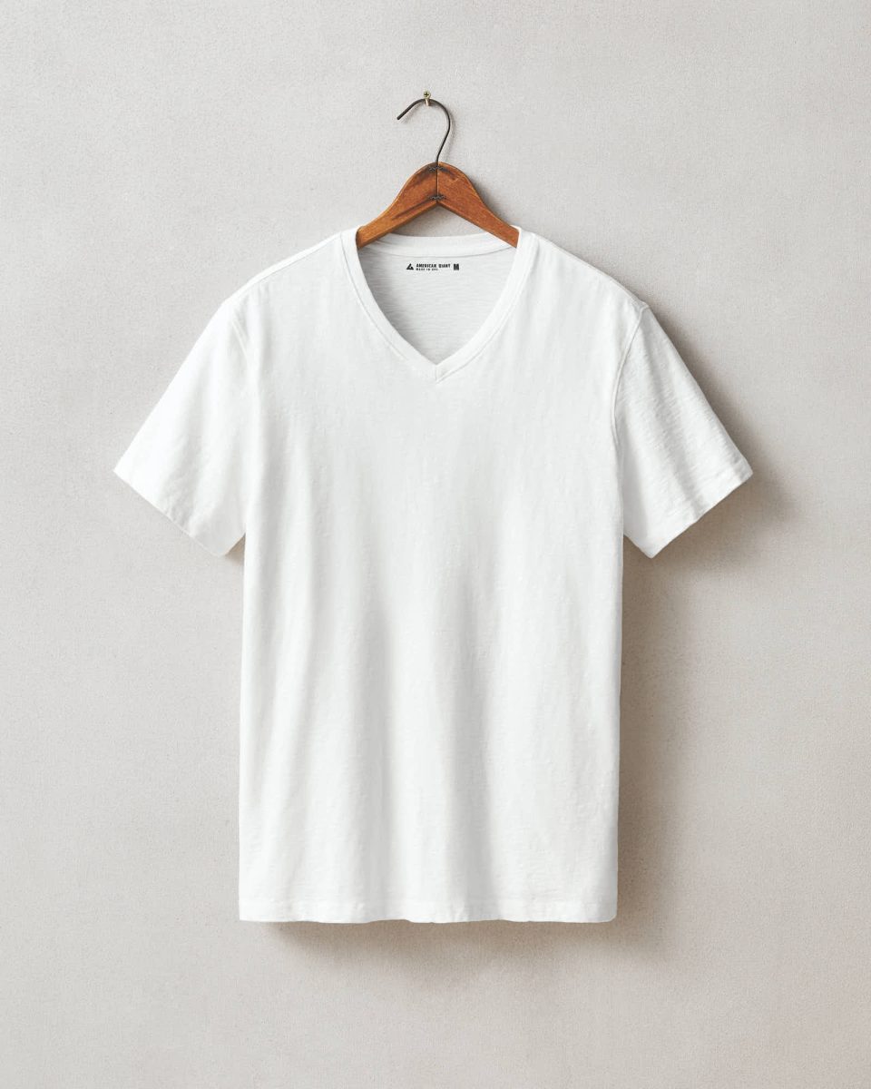 Men's Premium Slub V-Neck Tee - Bone