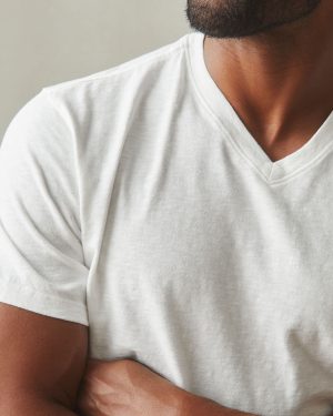 Men’s Premium Slub V-Neck Tee – Bone