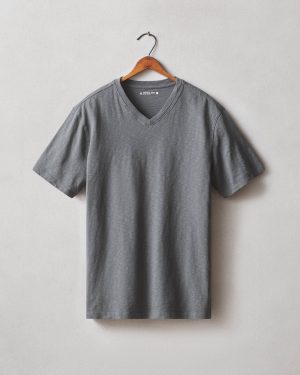 Men’s Premium Slub V-Neck Tee – Iron