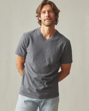 Men’s Premium Slub V-Neck Tee – Iron