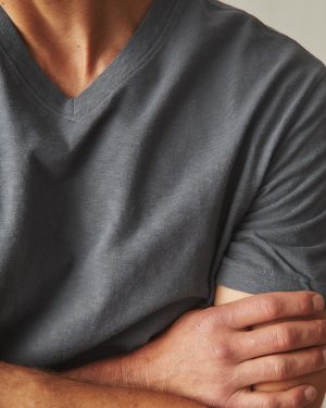 Men’s Premium Slub V-Neck Tee – Iron