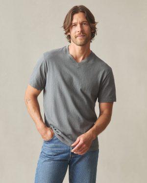 Men’s Premium Slub V-Neck Tee – Lava Smoke
