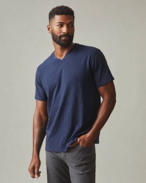 Men’s Premium Slub V-Neck Tee – Navy