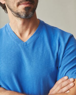 Men’s Premium Slub V-Neck Tee – Strong Blue
