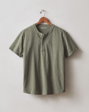 Men’s Broken-In Premium Slub Henley – Washed Olive