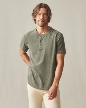 Men’s Broken-In Premium Slub Henley – Washed Olive
