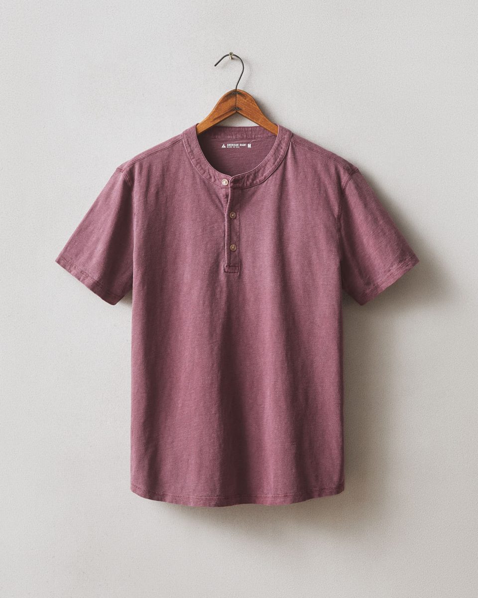Men's Broken-In Premium Slub Henley - Washed Zinfandel