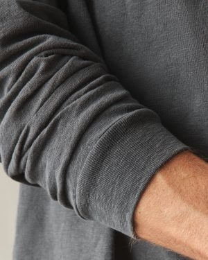 Men’s Broken-In Premium Slub Long Sleeve Henley – Washed Black