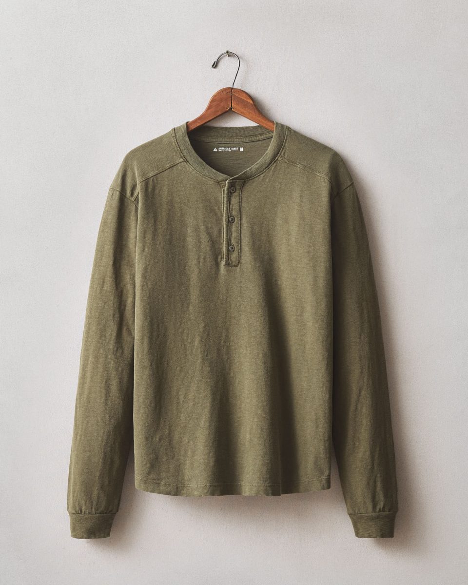 Men's Broken-In Premium Slub Long Sleeve Henley - Washed Seaweed