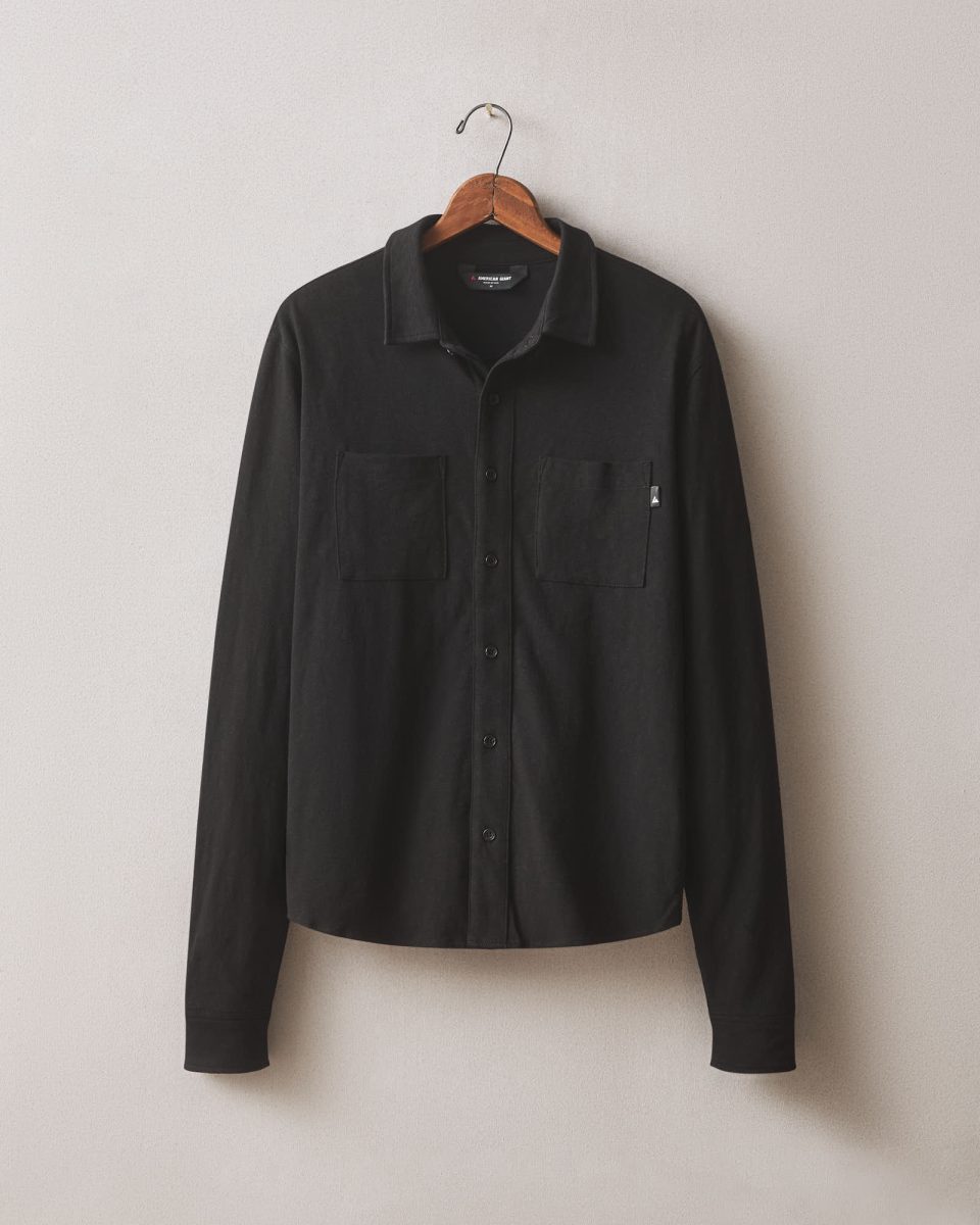 Men's Premium Slub Button Up Long Sleeve - Black