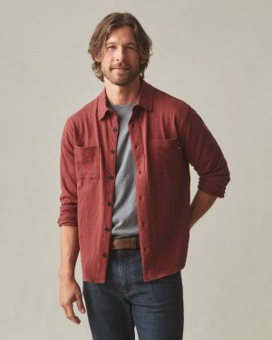 Men’s Premium Slub Button Up Long Sleeve – Russet Brown