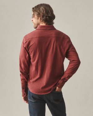 Men’s Premium Slub Button Up Long Sleeve – Russet Brown