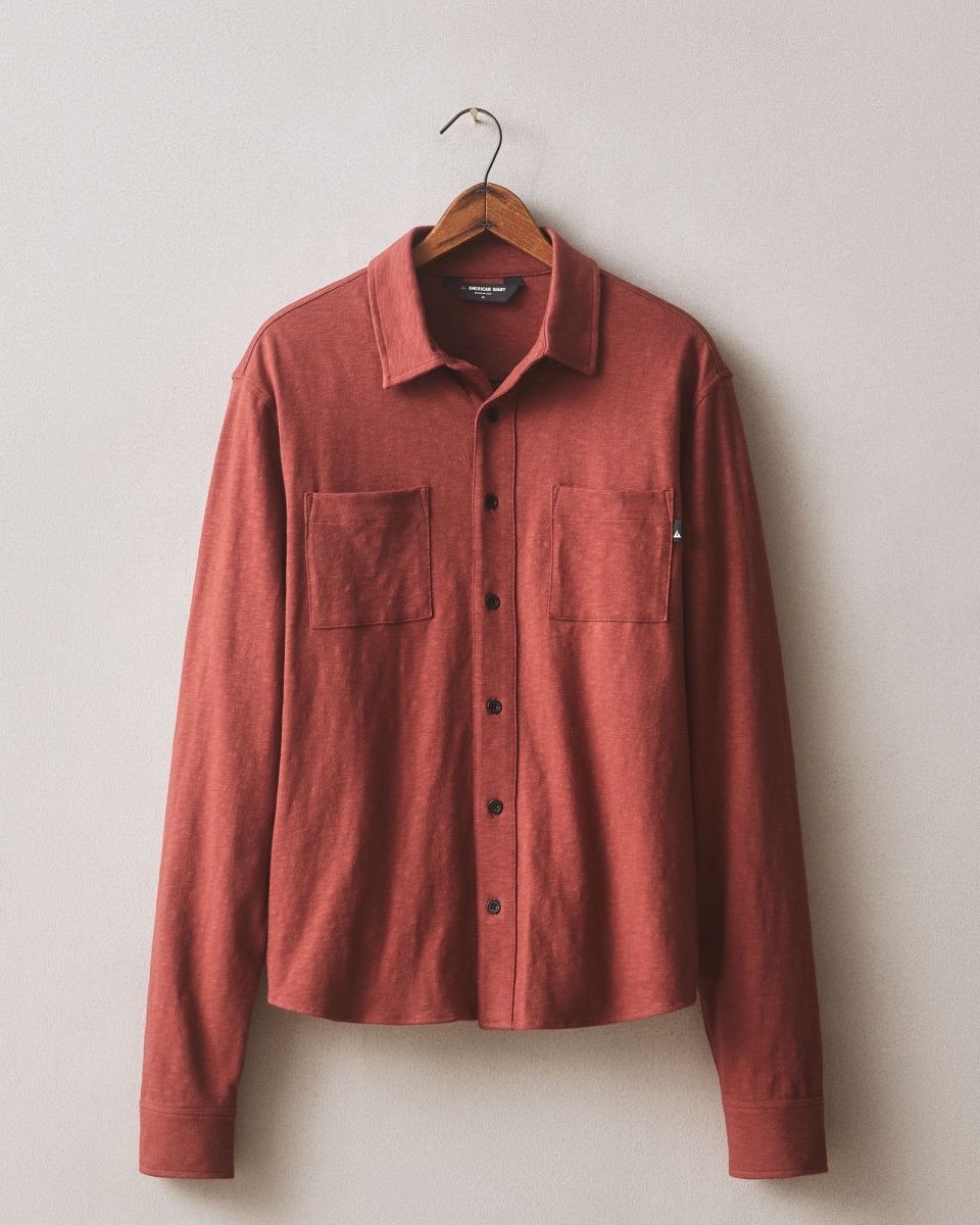 Men's Premium Slub Button Up Long Sleeve - Russet Brown
