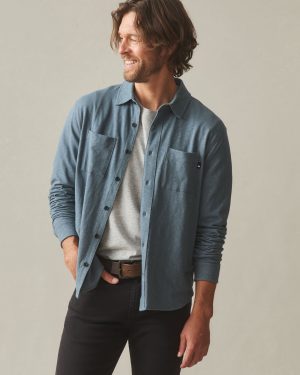 Men’s Premium Slub Button Up Long Sleeve – Stormy Weather