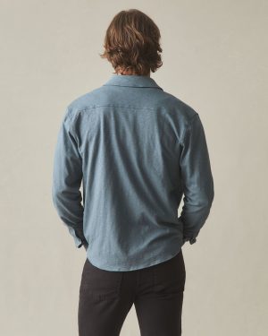 Men’s Premium Slub Button Up Long Sleeve – Stormy Weather