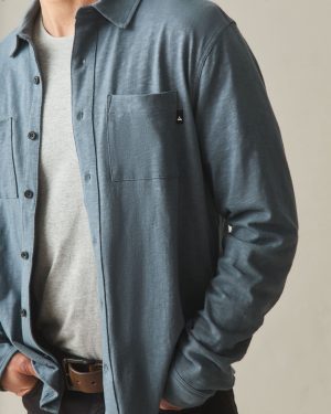 Men’s Premium Slub Button Up Long Sleeve – Stormy Weather