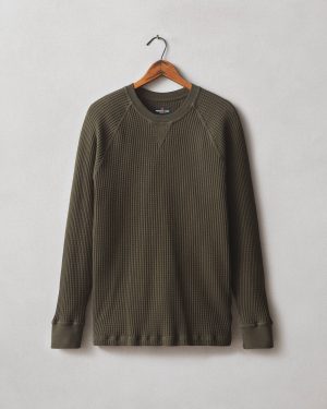 Men’s Waffle Long Sleeve Crew – Deep Olive
