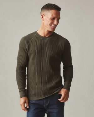 Men’s Waffle Long Sleeve Crew – Deep Olive