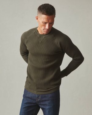Men’s Waffle Long Sleeve Crew – Deep Olive