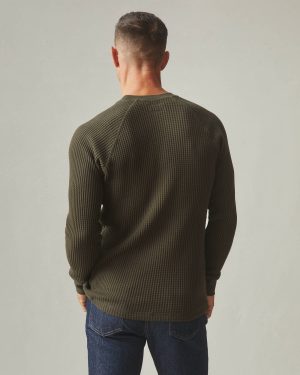 Men’s Waffle Long Sleeve Crew – Deep Olive