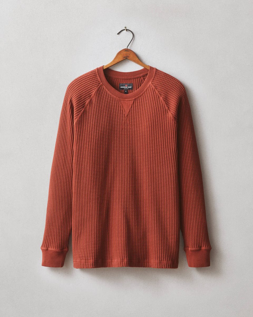 Men's Waffle Crew Long Sleeve - Smoked Paprika