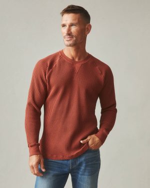 Men’s Waffle Crew Long Sleeve – Smoked Paprika