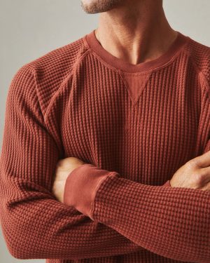 Men’s Waffle Crew Long Sleeve – Smoked Paprika