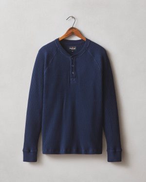 Men’s Waffle Long Sleeve Henley – Pageant Blue