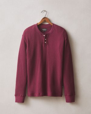 Men’s Waffle Long Sleeve Henley – Zinfandel
