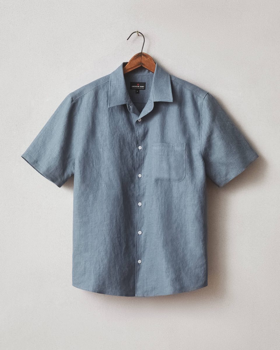 Men's Linen Shirt - Slate Blue