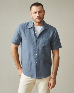 Men’s Linen Shirt – Slate Blue
