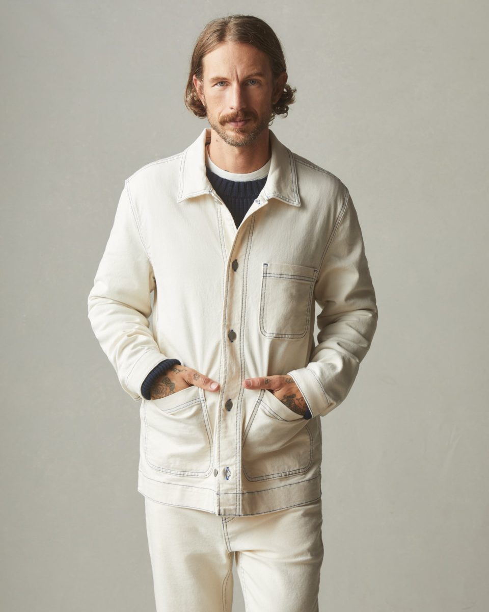 Unisex Roughneck Chore Jacket - Contrast Stitch - PFD Natural