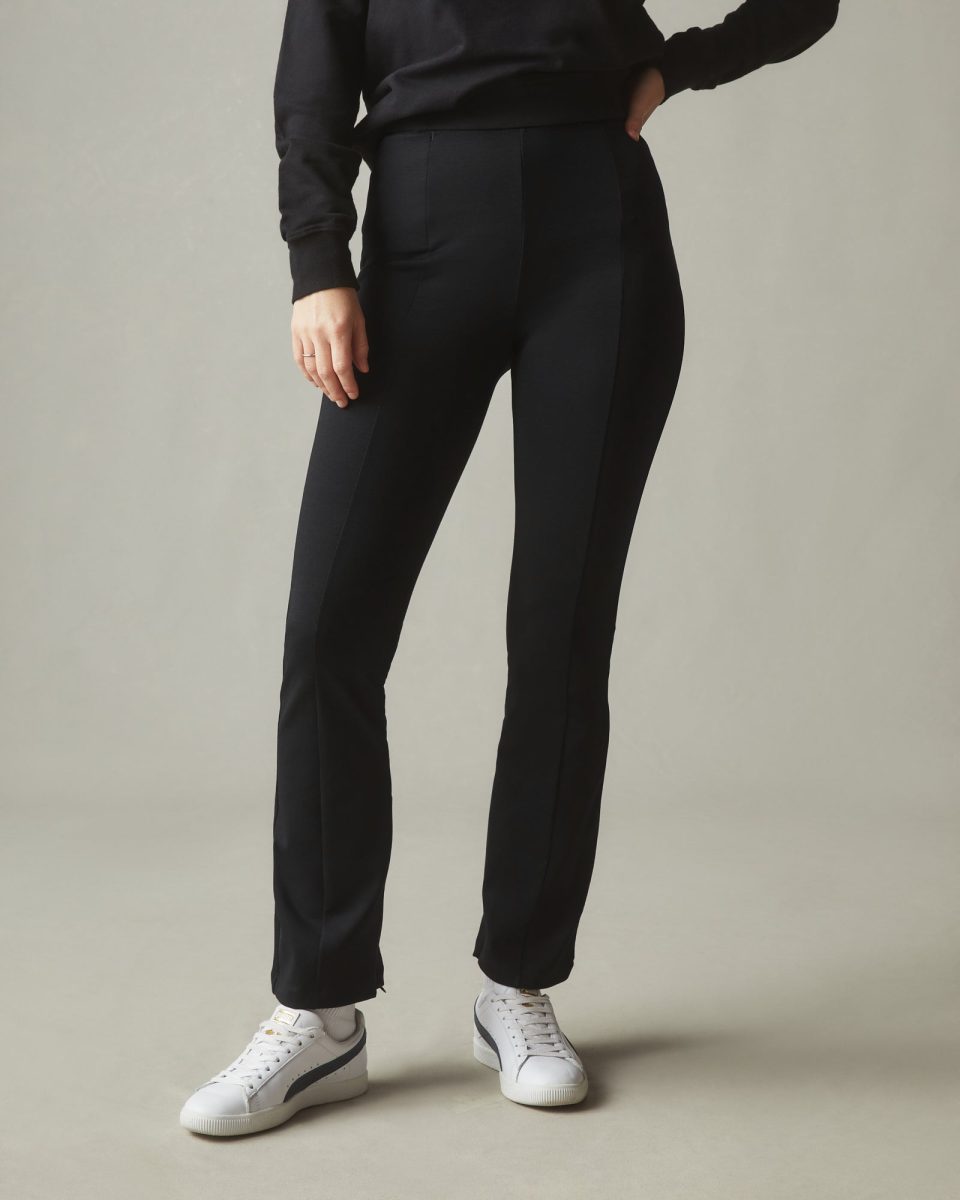 Ponte Zip Flare Pant - Super Black