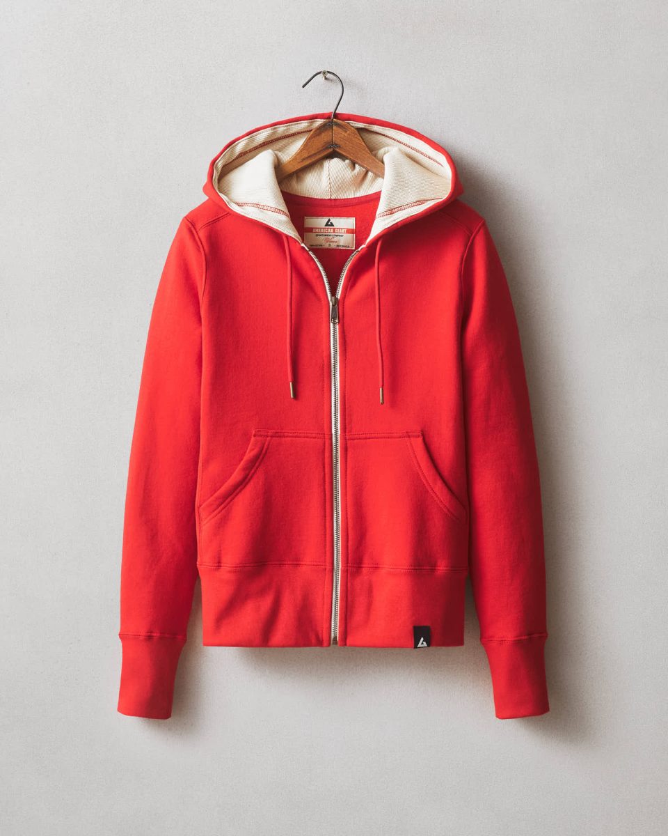 Women's Classic Full Zip Waffle Hood - Salsa
