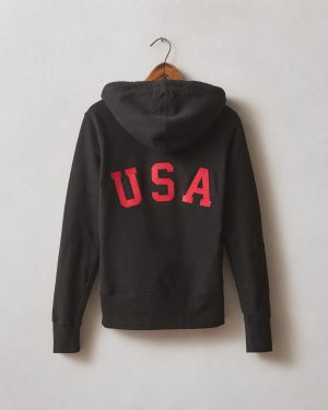 Women’s Classic Full Zip USA Embroidery – Black