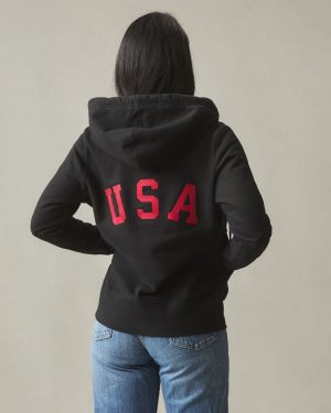 Women’s Classic Full Zip USA Embroidery – Black
