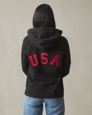 Women’s Classic Full Zip USA Embroidery – Black