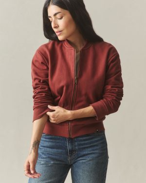 Women’s Fleece Bomber Jacket – Russet Brown