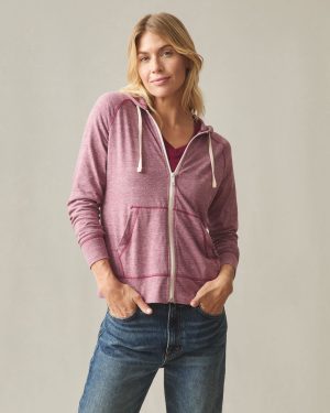 Women’s Lightweight Full Zip – Bonfire Red Heather