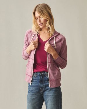 Women’s Lightweight Full Zip – Bonfire Red Heather