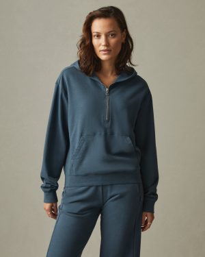 Women’s French Terry Half Zip Hoodie – Winter Sky