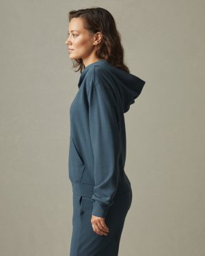 Women’s French Terry Half Zip Hoodie – Winter Sky