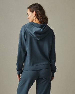 Women’s French Terry Half Zip Hoodie – Winter Sky